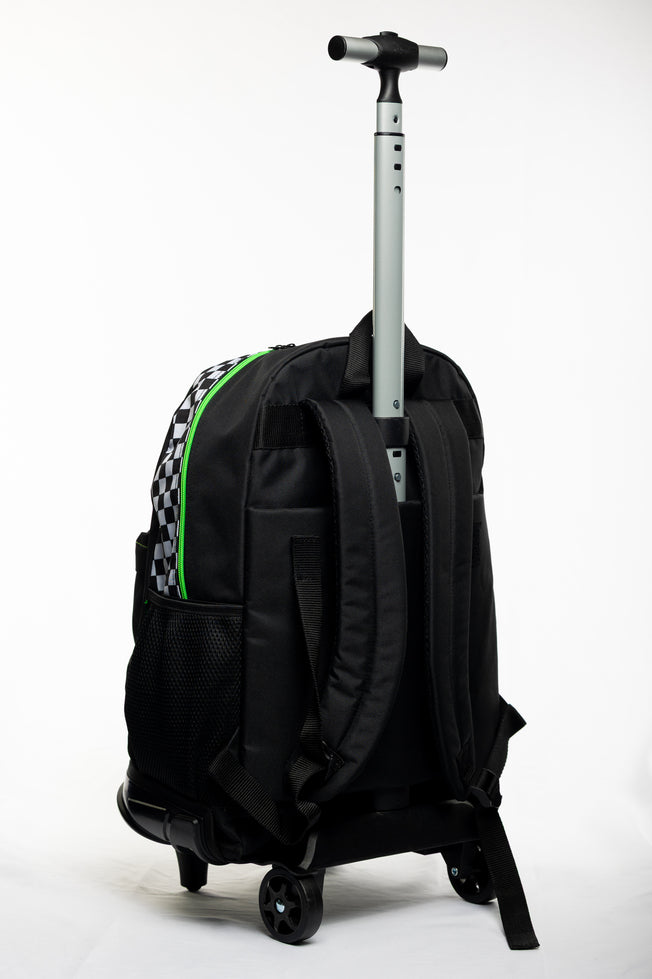 Mochila de rodinha xadrex preto e branco