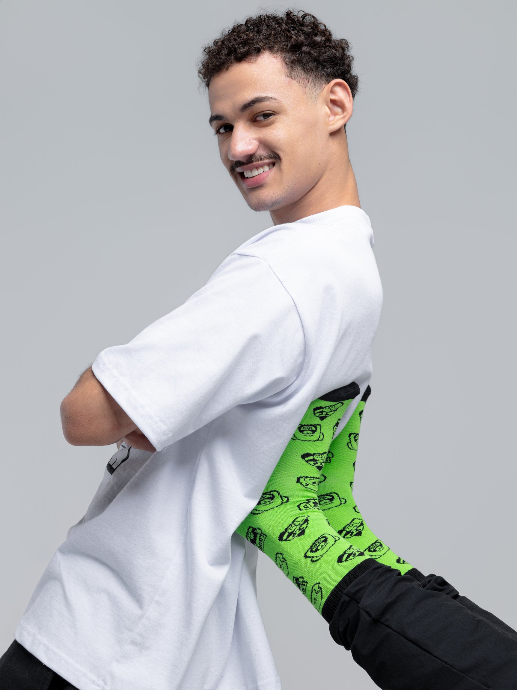 Meia Cano Médio Print Verde Loud x Brawl Stars