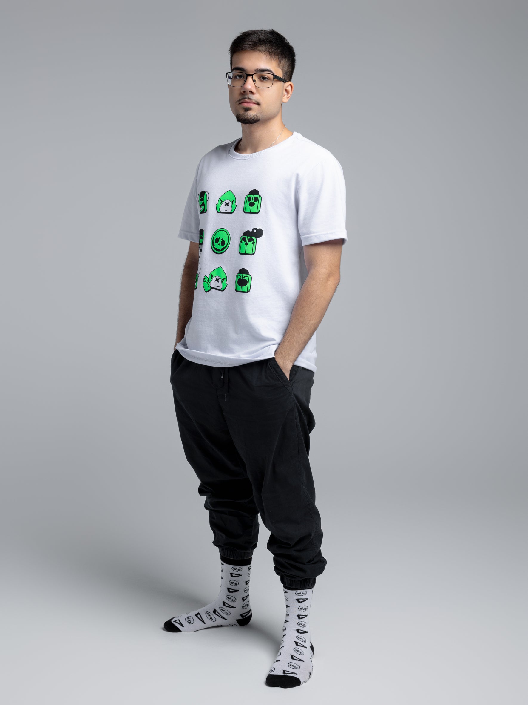 Camiseta Regular Branca Loud X Brawl Stars